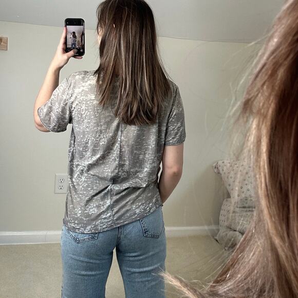 One World: Y2K Gray Rhinestone Paisley Tee - Picture 2 of 6